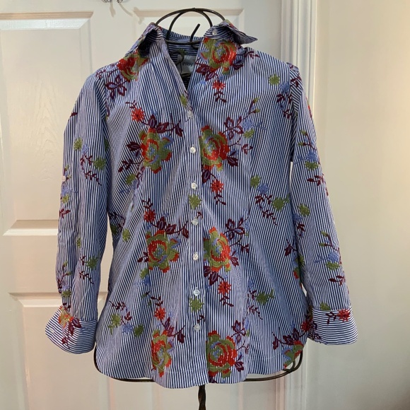 Finley Blue Striped Floral Tunic - Picture 9 of 9